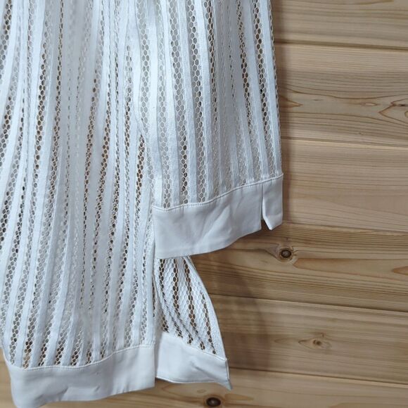 Ming Wang Jacket Womens Medium White Perforated Mesh Jacket - Picture 4 of 10